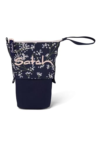 Satch Pencil Slider extra groß inkl. Trennfach Reißverschlussfach Stiftehalter Geodreieck Sichtfenster für Stundenplan Bloomy Breeze - Dunkelblau