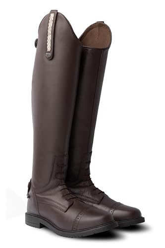 HORZE Damen Reitstiefel Verona, Turnier Stiefel mit Reißverschluss, Braun, 39R