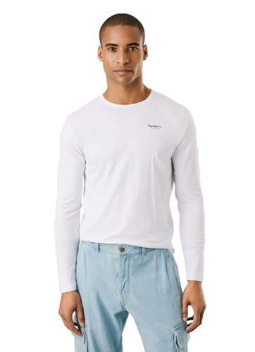 Pepe Jeans Herren Original Basic 2 Long N T-shirt, Weiß (White), L