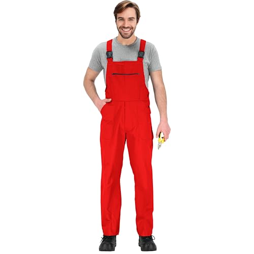 BWOLF Slater Arbeitslatzhose Herren Arbeitslatzhosen Männer Latzhose Herren Arbeitshose Schutz-Latzhose für alle Jahreszeiten und verschiedene Berufe S - 4XL (Rot, L)