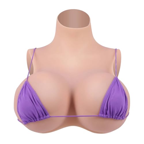 Vnmcry Silikon Brüste Realistisch Crossdresser Baumwolle Gefüllt Halbkörper Falsche Brust Forms Silikonbrüste Fake Boobs für Transgender Mastektomie Prothese (Beige Haut - A Cup BH)