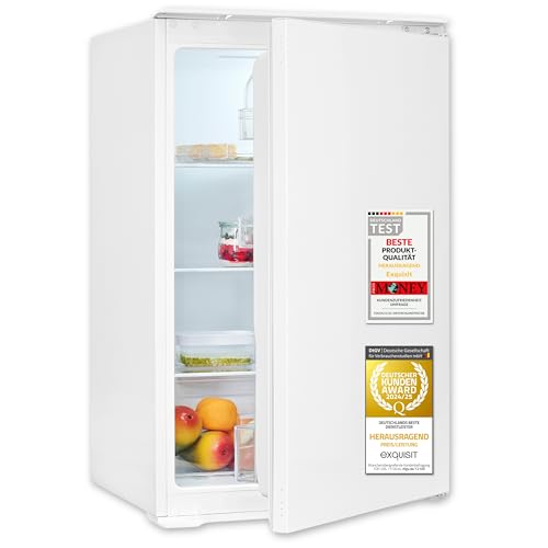 Exquisit Einbaukühlschrank ohne Gefrierfach, 129 Liter Nutzinhalt, Einbaukühlschrank 88cm, Schlepptürmontage, EKS5131-V-040E weiss