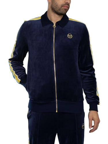 Sergio Tacchini Herren Monte Velours-Trainingsjacke, Maritime Blue/Mango Mint, XXL