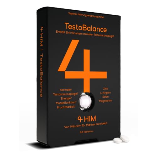4 HIM TestoBalance Testosteron Tabletten für Männer, Zink Komplex, 60 Stück