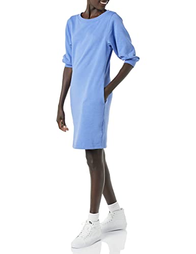 Amazon Essentials Damen Sweatshirtkleid mit Fleece-Blousonärmeln und U-Boot-Ausschnitt (in Übergröße erhältlich), Blau Heide, L