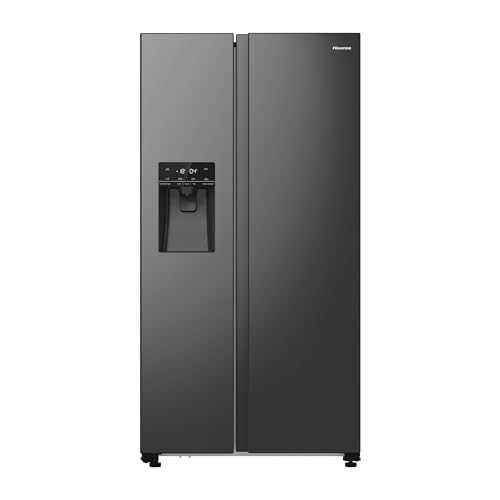 Hisense RS5P535NTFE Side-By-Side Kühl-Gefrier-Kombination, 376 Liter Kühlteil, 190 Liter Gefrierteil, Total NoFrost, Multi AirFlow, FastFreeze, Energieeffizienzklasse E, 178,6cm x 91,5cm, schwarz