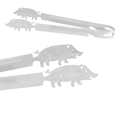 LOLANIUT Grillzange Motiv Wildschwein Edelstahl, Bratwurstzange für Jagd Jäger Jägerin Weihnachten Männergeschenk Jagdgeschenk Jäger Geschenk, Spülmaschinengeeignet, Silber