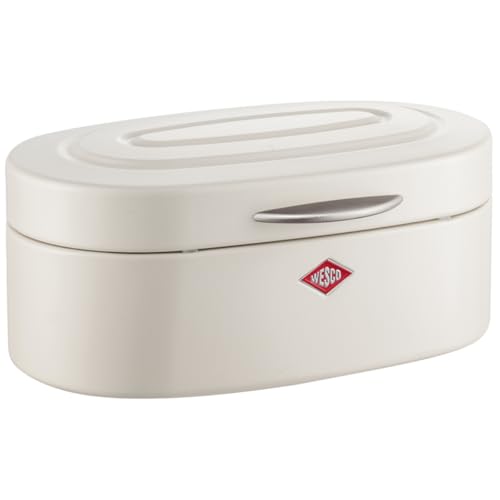 Wesco Single Elly Brotkasten in der Farbe sand matt, pulverbeschichtetes Stahlblech, Lüftungslöcher und stabiler Handgriff