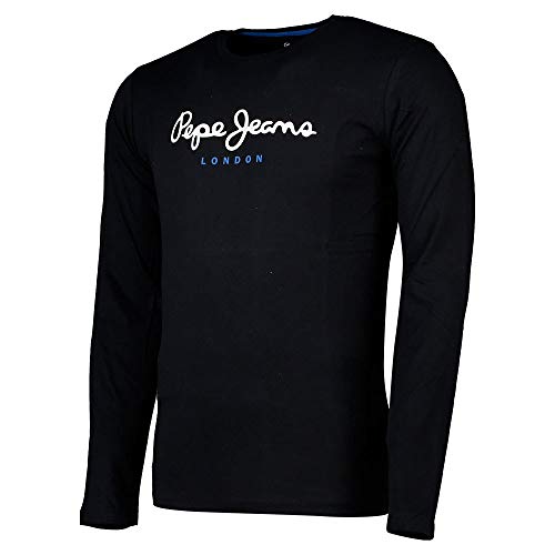 Pepe Jeans Herren Eggo Long T-Shirt, Schwarz, XL
