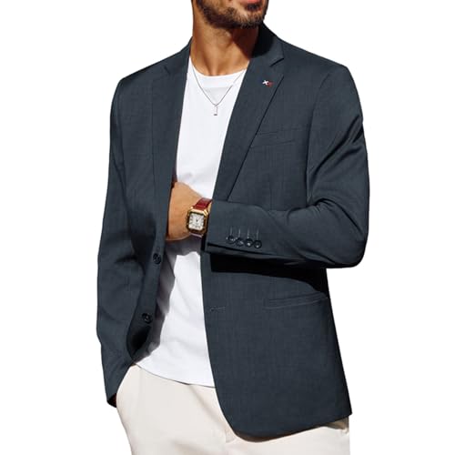 PJ PAUL JONES Sakko Herren Sportlich Freizeit Modern Anzugjacken Regular Fit 2 Knöpfe Business Blazer (M, Dunkelblau)