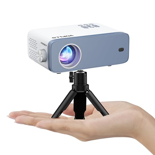 Mini Beamer, VOPLLS 22000L Full HD 1080P Unterstützt, Tragbar Video Projector mit 50% Zoom, Heimkino Beamer für Handy Phone, Tablet/Laptop/TV-Box/PC