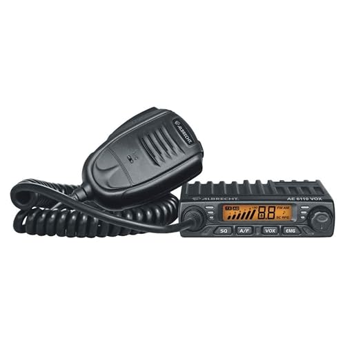 Albrecht AE 6110 VOX CB-Funkgerät, mit VOX Freisprechfunktion für freihändige Nutzung in Auto & LKW, 12613, Mini CB-Funk mit ASQ & LED-Anzeige, schwarz