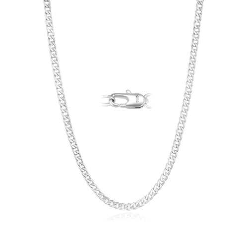 Cheria 3/5mm Silberkette Herren 925 Silber & 14k Goldkette Herren, Panzerkette & Figarokette, Halskette Kette Männer - 50/55/60 CM