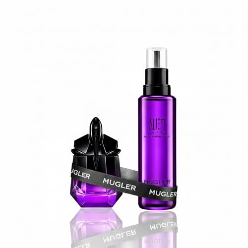 MUGLER Alien Extraintense Eau de Parfum, Damen-Parfum, Floraler, holziger und vanilleartiger Duft, Extra-feminin und extra-sinnlich, Nachfüllbar, 30ml + Nachfüllflakon, 100ml