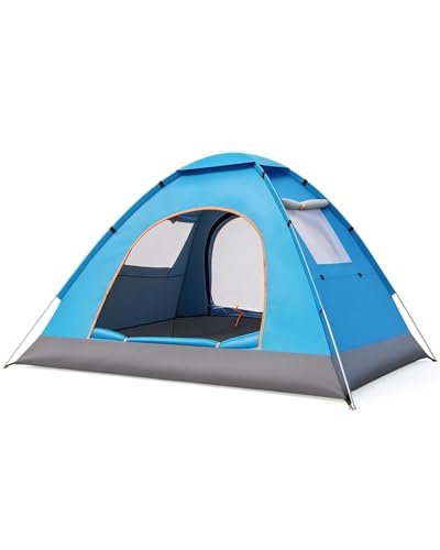 Wurfzelt 3-4 Personen Wasserdicht, Automatisches Pop Up Camping Zelt 2 Personen, Ultraleicht Winddicht Camping Zelt, Kuppelzelt für Strand, Outdoor, Reisen, Wandern, Angeln