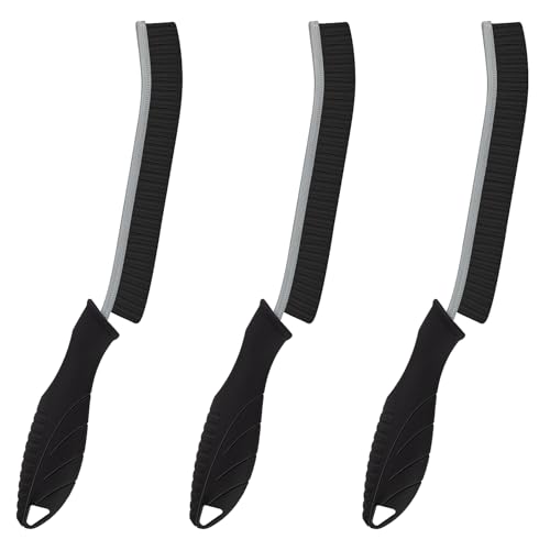 KMOSENIA Reinigungsbürste - Hartborsten Ecken Reinigungsbürste, Spaltreinigungsbürste, Fugenbürste, Multifunktionale Reinigungsbürsten, Eckenreinigungsbürste für Badezimmer Küche (3, Schwarzer Griff)