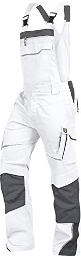 TRIUSO Leib Wächter Flex-Line Herren Latzhose flexibel mit Spandex (weiß/grau, 52)
