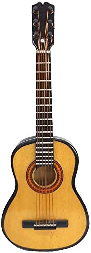 ALANO Klassische hölzerne Gitarre Modell Mini Musikinstrument mit Ständer Dekorative Geschenk (G-10-S)