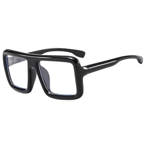 Wcawnlt Hornbrille Schwarze Nerd Brille Ohne Stärke Mit Blaulichtfilter, Modisches Eckiges Design In Klassischem Schwarz, Für Damen Und Herren Geeignet Für Alltag, Cosplay, Bühne Und Party
