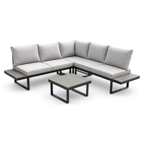 greemotion Lounge-Set Pisa, Hellgrau, L-Form, Stahl, Grau