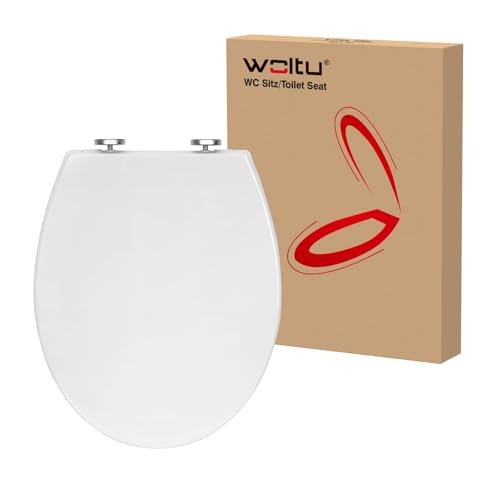 WOLTU WC Sitz Toilettensitz mit Absenkautomatik, Klodeckel mit Absenkautomati,Toilettendeckel, Toilettensitz aus Kunststoff, Fast Fix(Schnellbefestigung), Softclose Scharnier Oval