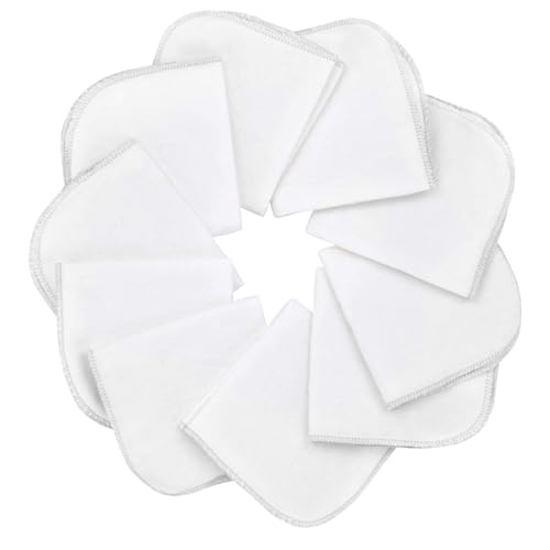 Mias 10 Baby-Waschlappen weiß aus Molton Flanell – 100% Baumwolle, mit Schlaufe, schadstofffrei/Baby-Tücher/Kosmetik-Tücher/Allzwecktücher