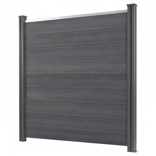 MinteChill WPC Sichtschutzzaun Komplettset Anthrazit 186x185cm WPC-Pfosten