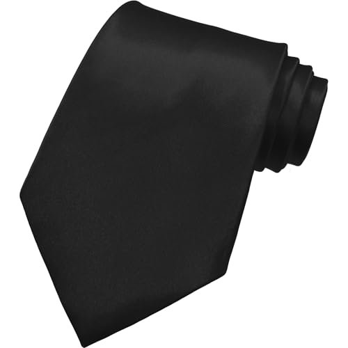 AHLPO Elegante Krawatte für Herren Satin 8 cm, Herren Krawatten, Klassische Schlips Herren für Hochzeit, Büro, Party und Festliche Veranstaltungen - Einfarbig in Verschiedenen Farben Tie Schwarz