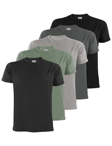ALPIDEX Herren T-Shirts 5XL Übergröße 5er Set Basic 100% Baumwolle Storm