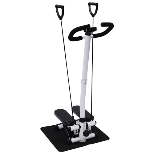 2in1 Fitness Stepper für Zuhause,Up-Down Swing Stepper mit Power Ropes und Lenker,LCD-Monitor,höhenverstellbar,Stille & Anti-Slip Hometrainer Fitnessgeräte Bein/Arm Trainer bis 150kg