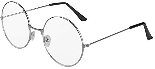 Balinco Weihnachtsmann Brille Rund I Nikolaus I Oma | Opa | Nerd Rund Silber mit klaren Gläsern Accessoire für Damen & Herren zum Karneval/Fasching oder Festival