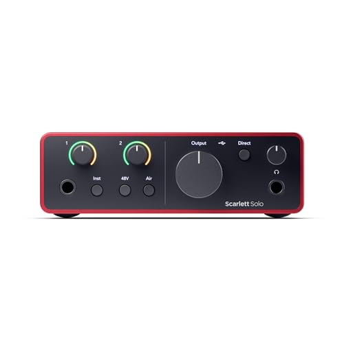 Focusrite Scarlett Solo 4. Gen USB-Audio-Interface für Gitarristen, Sänger und Produzenten — Aufnahmen in HiFi-Studioqualität sowie sämtliche Software, die Sie zur Aufnahme benötigen