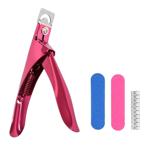 Nagelknipser Gelnägel Set, U-förmiger Tip Cutter, Edelstahl Gelnägel Zubehör für Nageldesigns zu Hause und im Salon (Rosarot)