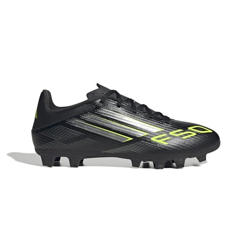 adidas Unisex F50 Club Firm Multi Ground Football Boots Fußballschuhe, Core Black/Iron Metallic/Lucid Lemon, 43 1/3 EU