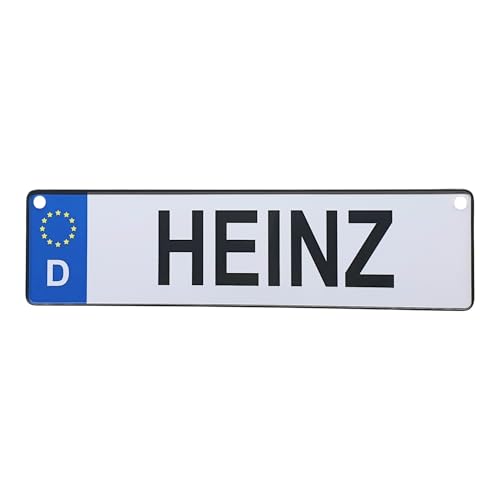 Albatros GmbH Autokennzeichen, Alu Namensschild Heinz, Personalisiertes Nummernschild mit 2 Saugnäpfen für Auto, LKW, Kinderzimmer, Bobbycar, Kettcar, oder zur Geburt von Heinz