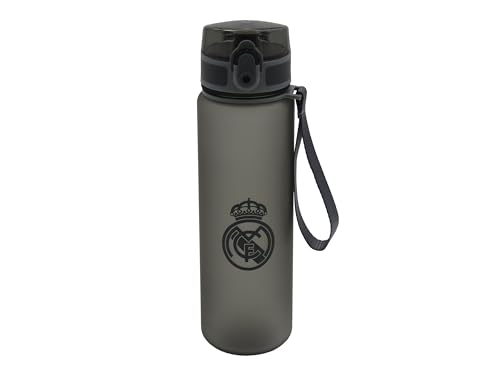 CYPBRANDS Real Madrid, Flasche, Wasserflasche, Sportflasche, Kanister, Trinkflasche, Schwarz, offizielles Produkt