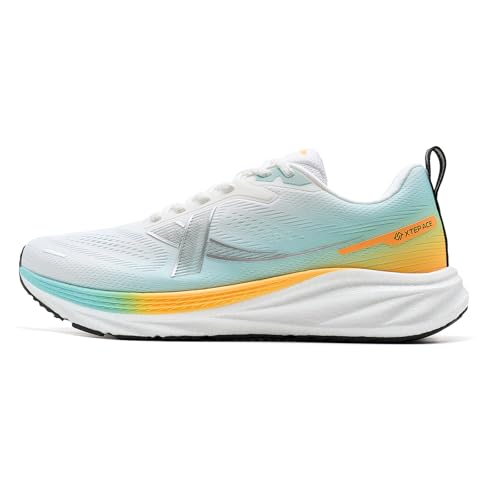 XTEP Laufschuhe Herren Extra Breit, Joggingschuhe Herren Extra Weite, Running Schuhe Breite Füße, Jogging Schuhe Gedämpft Atmungsaktive Fitness Gym Sportschuhe, Grün, 42