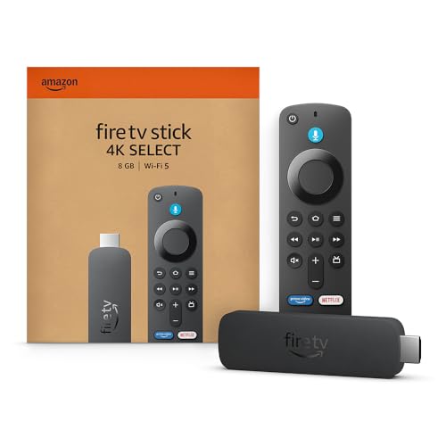 Amazon Fire TV Stick 4K Select (neueste Generation), beginne mit dem Streamen in 4K, Hunderttausenden von Filmen und Serienfolgen sowie kostenlosem Live-TV