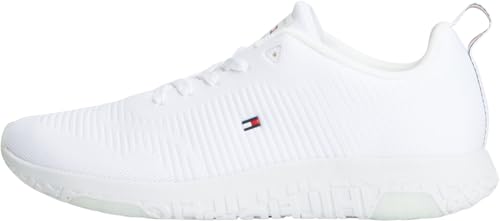 Tommy Hilfiger Herren Corporate Knit Rib Runner Sneaker, Weiß