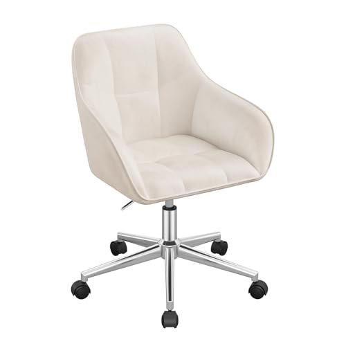 WOLTU Homeoffice Stuhl, Schreibtischstuhl, Drehstuhl, Samt Beige