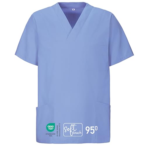 EXNER Medizinischer Schlupf-Kasack, OP-Kasack, Unisex, für Krankenpflege, Altenpflege, Farbe Light Blue, Größe L