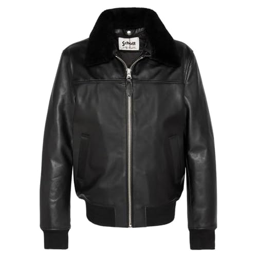 Schott Flight Herren Lederjacke, Schwarz, Schwarz , XXXL