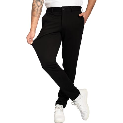 Performance Pants Herren Schwarz (Größe 33W/32L) - Stilvolle Herren Hosen Stretch - Chino Hose Stretch - Stilvolle Anzughose - Modische Praktische Männer Hosen für Business & Freizeit