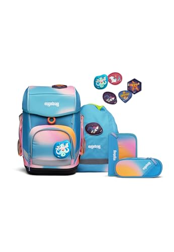 ergobag cubo Set ergonomischer Schulrucksack, Set 5-teilig, Urlaubsfiebär - Pink, Einheitsgröße