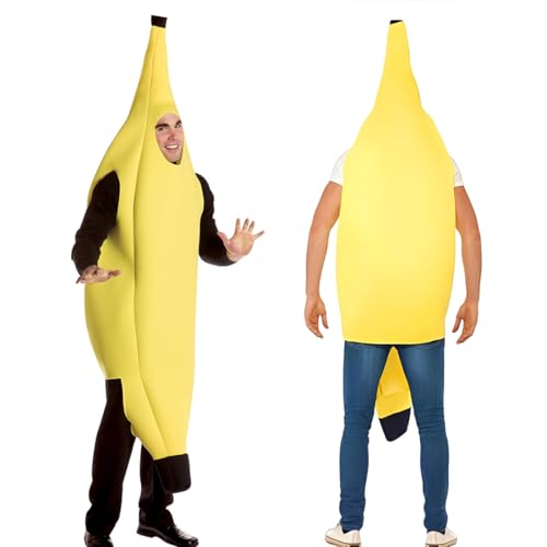 OIXEYA Bananen kostüm Neuartige Obst Kostüme Lustiges, Bananen Kostüm Herren Damen Unisex Lustig Karneval Halloween Kostüm Banane Kostüm für Erwachsene