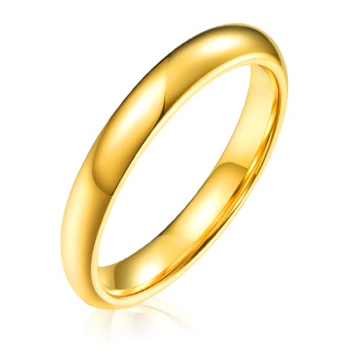 AURSTORE Schmuck Ring Mann Frau Ring Edelstahl Verlobung Hochzeit 4mm Größe nach Wahl 51-65 (gold, 54(17.2))