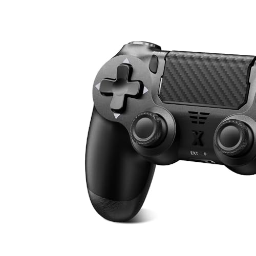 Glitfix Wireless Controller für PS-4, Controller Wireless für PS-4/Pro/Slim/PC, Bluetooth Gamepad Joystick mit Dual Vibration/Touch Panel/3.5mm Audio Jack/Six-Axis (BLACK)