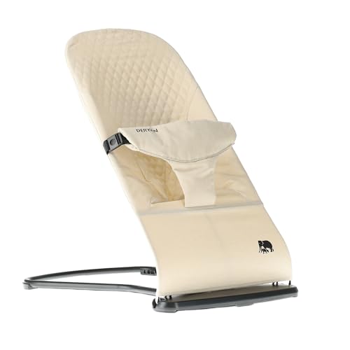 DERYAN Buddy Babywippe – Ergonomisch & Weich – Verstellbar & Klappbar – Reise-Wippe für Babys 0–9 kg – Creme