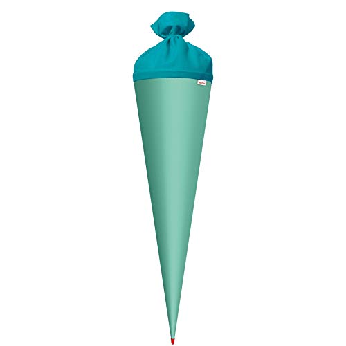 ROTH Bastelschultüte 70cm Mint rund - Schultüte mit Stabiler Rot(h)-Spitze mit Filz-Verschluss
