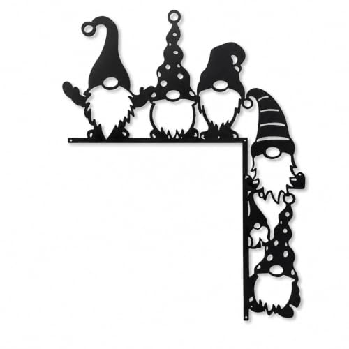 Weihnachtsdeko Türrahmen Wichtel Metall Schwarz, Weihnachtsdeko Innen Türrahmen Deko mit 6 Wichteln, Deko Weihnachten Innen für Tür Fenster Kamin, Christmas Decorations Weihnachten Deko Schwarz